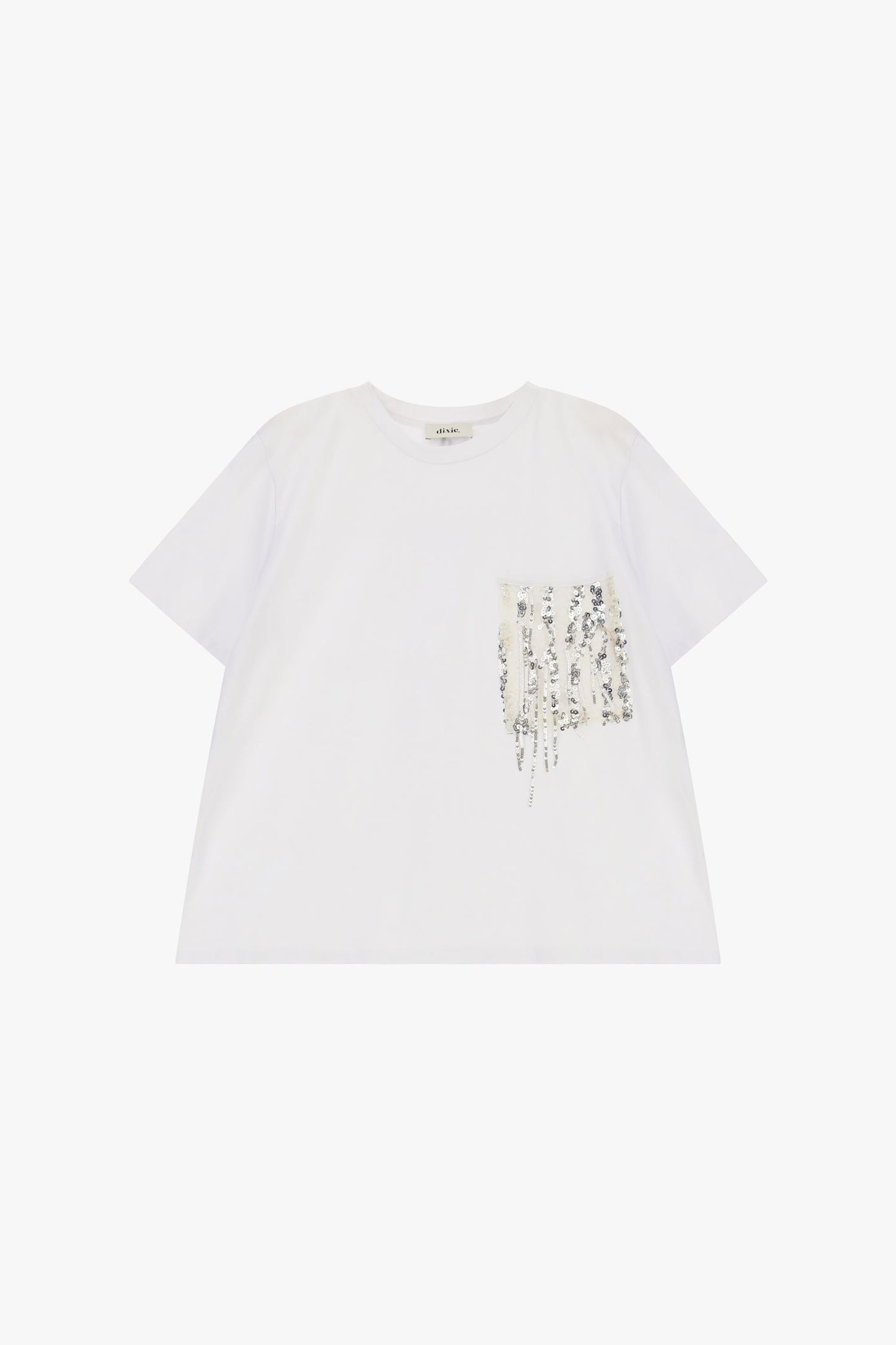 T-shirt a maniche corte con taschino e paillettes