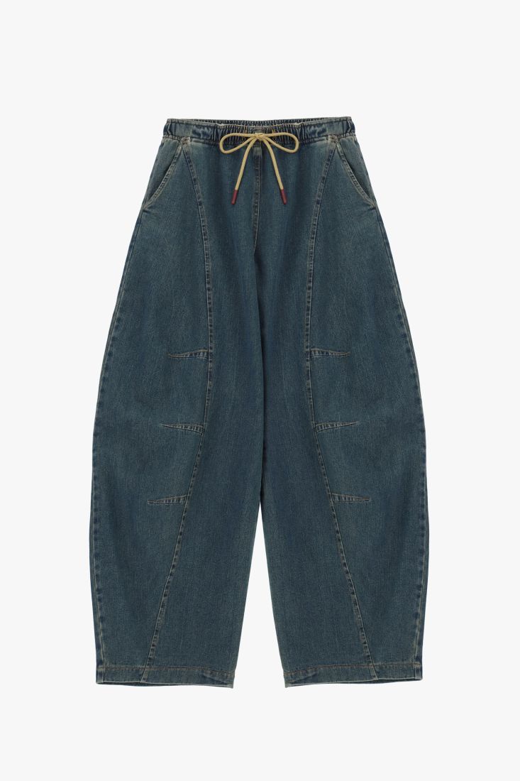 Pantaloni palazzo ampi con coulisse vita alta