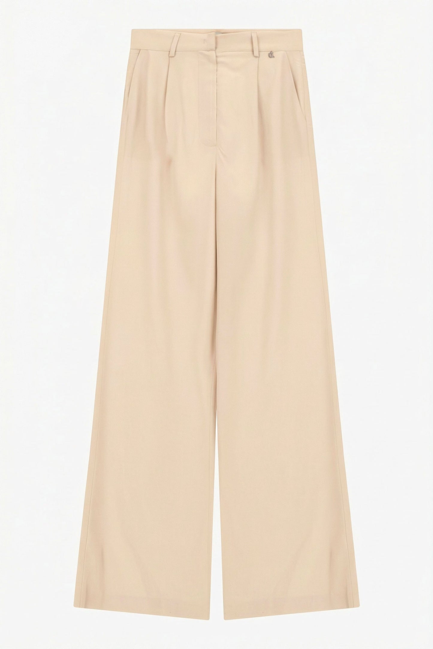 Trousers a vita alta con gamba ampia e pinces 80%Viscosa 20%Lino
