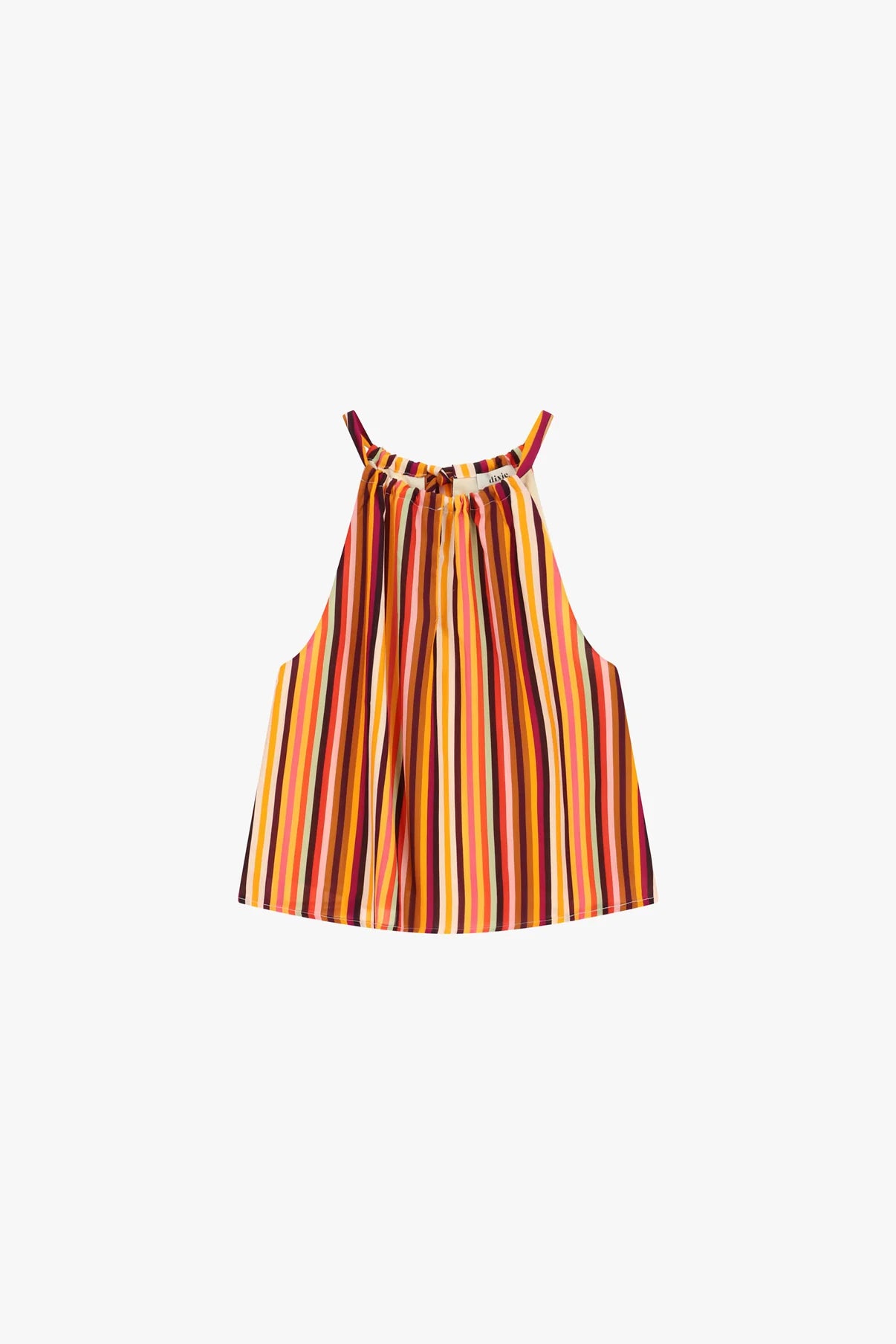 TOP A RIGHE CON SPALLINE SOTTILI E SCOLLO ARRICCIATO