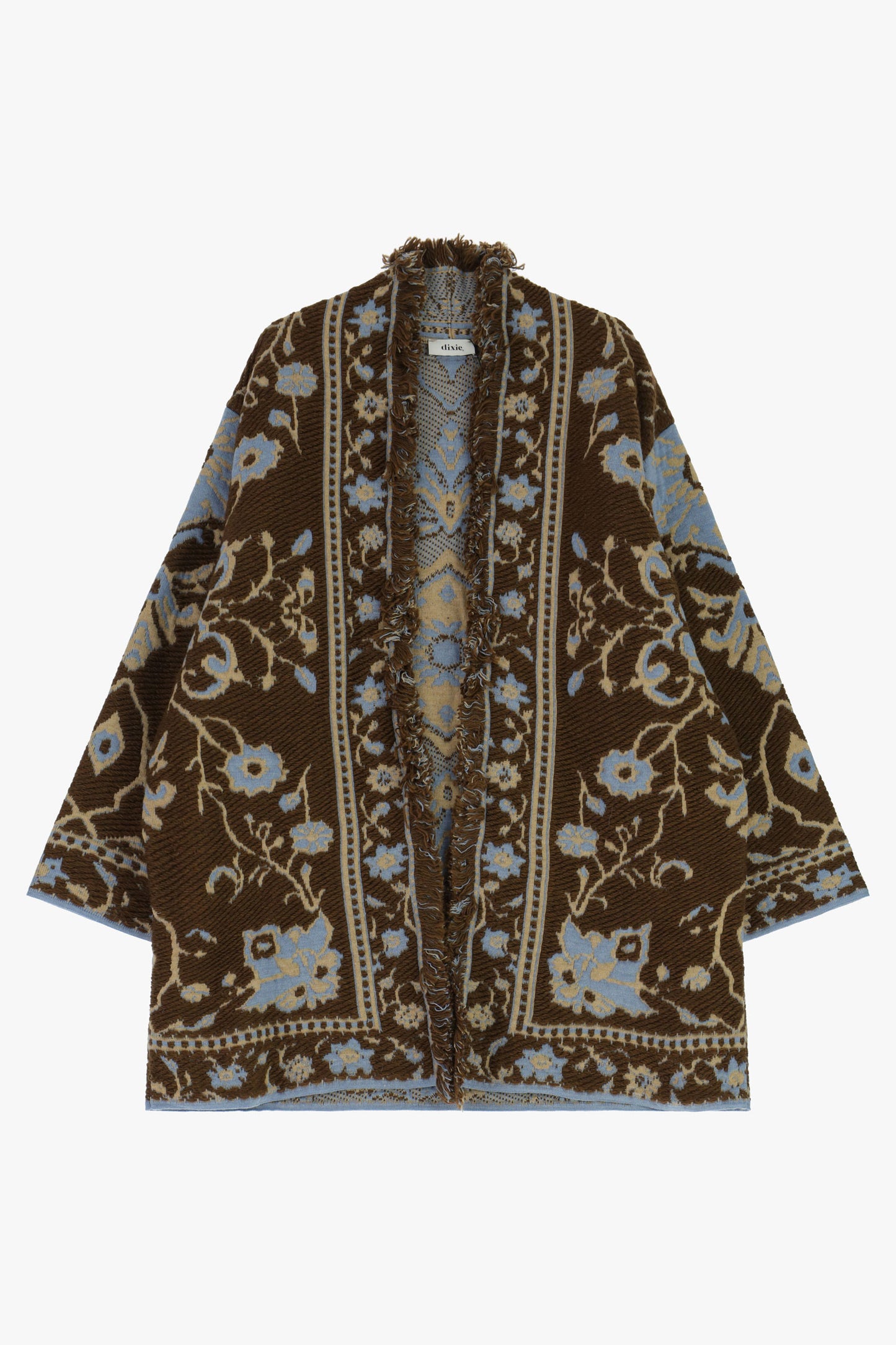 CAPPA JACQUARD CON MOTIVO FLOREALE FRANGE