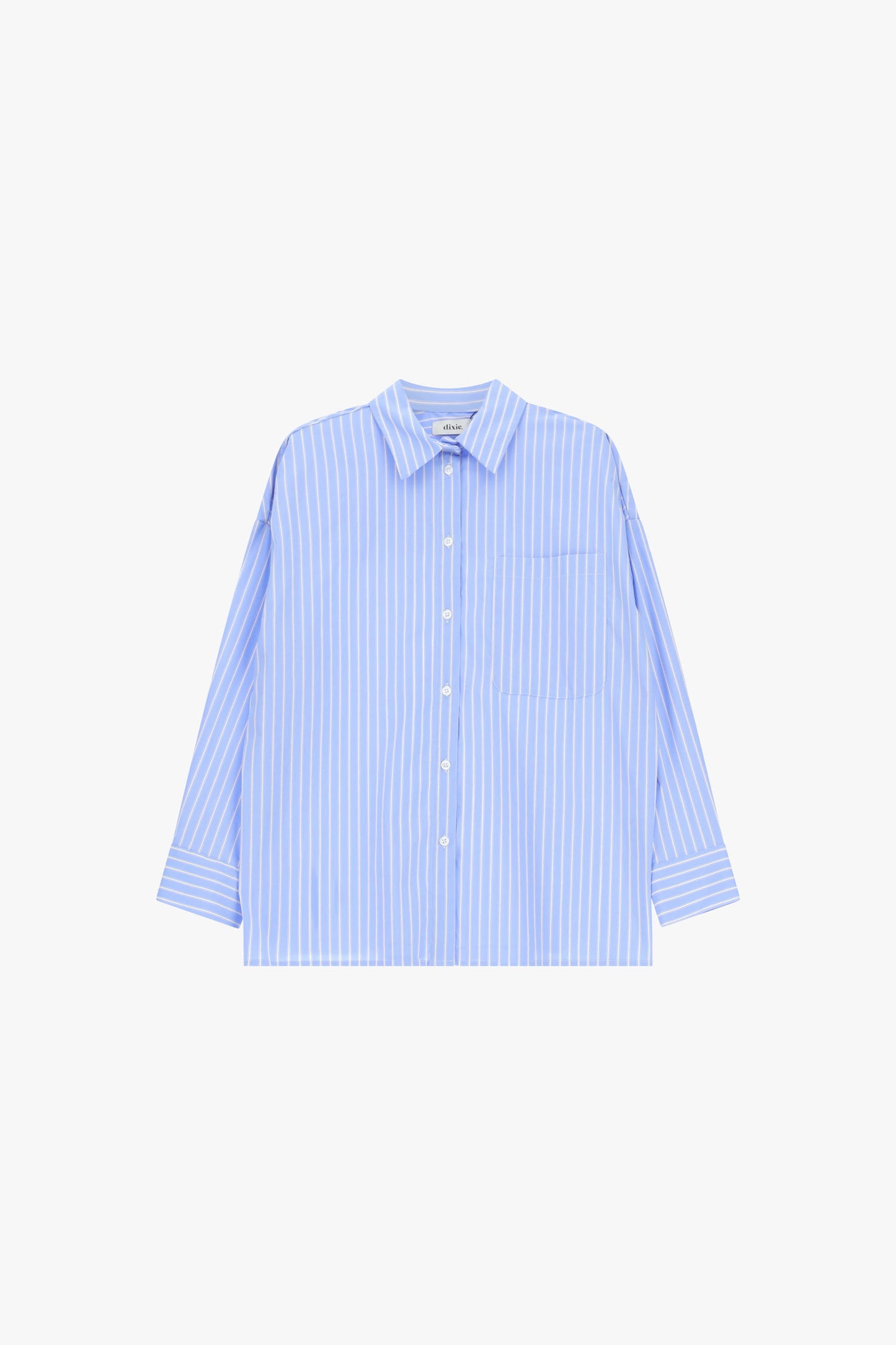 Camicia rigata con taschino e frase stampata