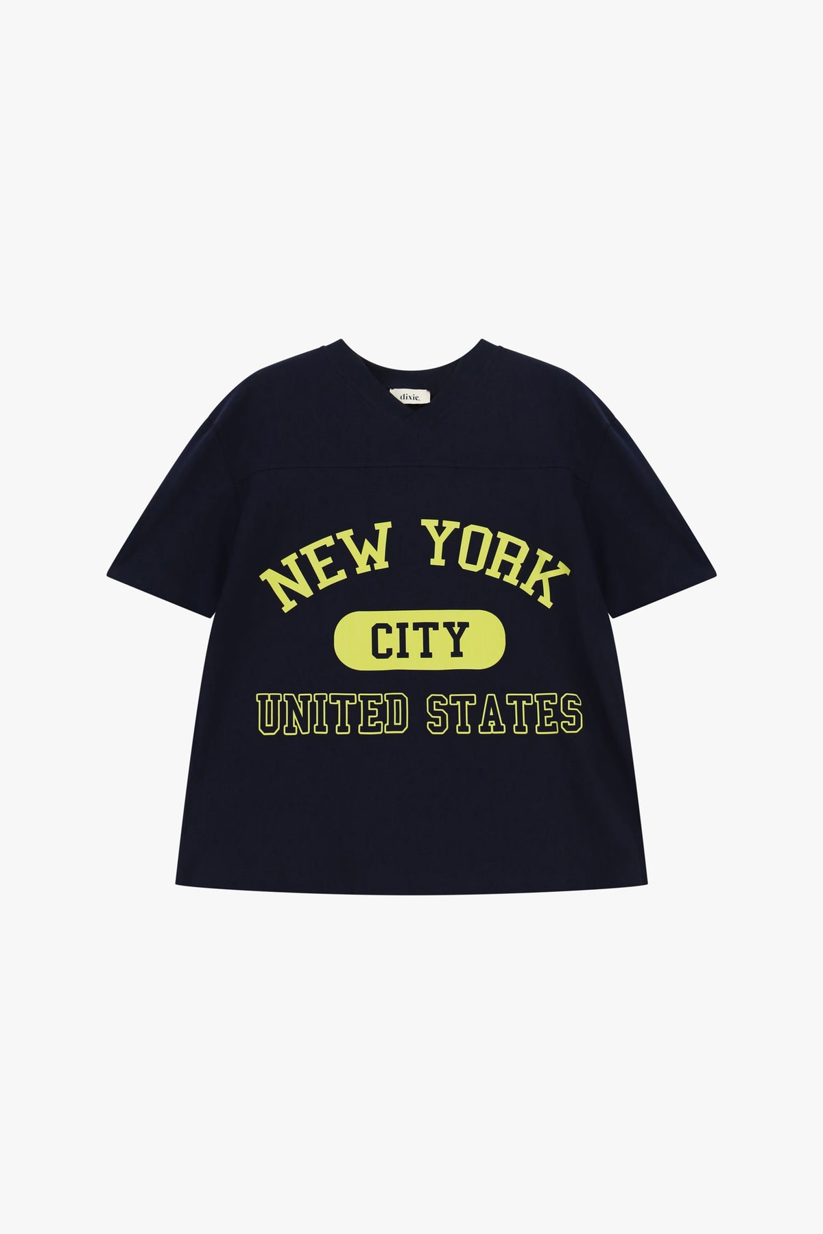 T-shirt stampa new york con scollo a v