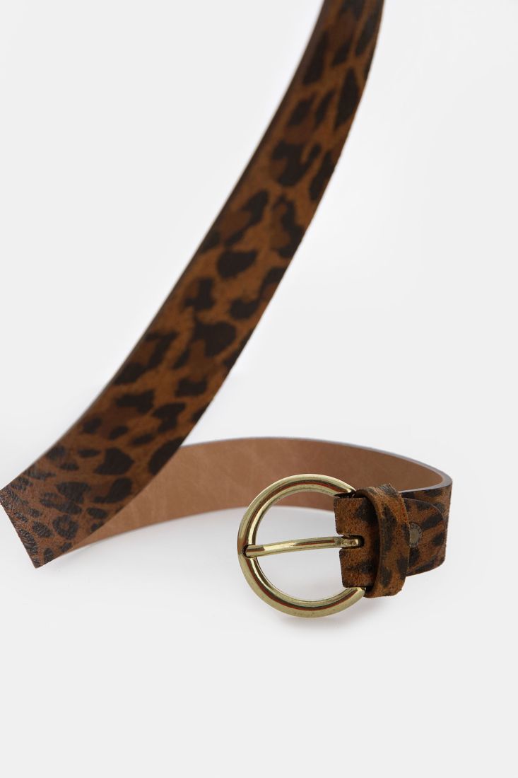 Cintura animalier con fibbia tonda