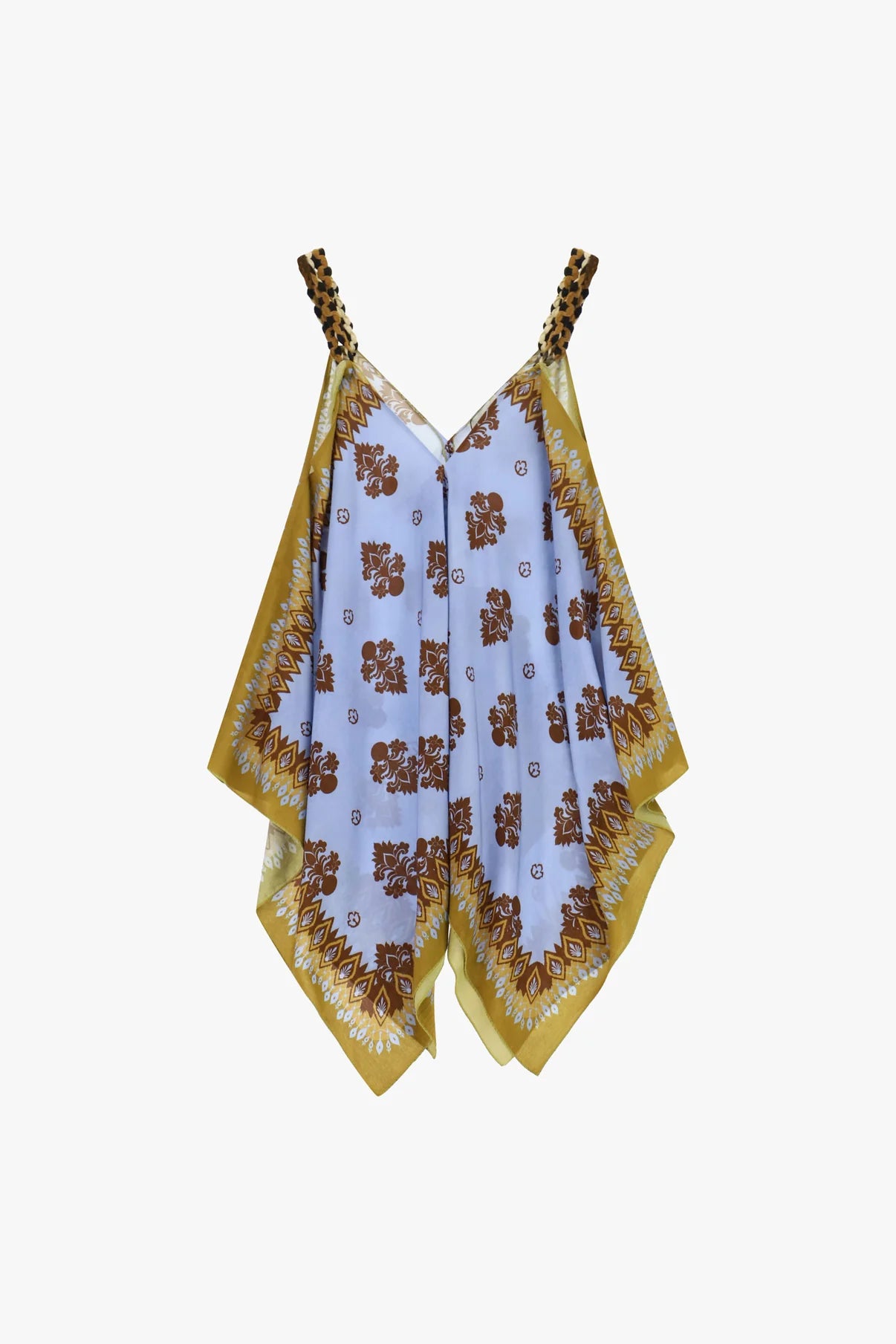 TOP CON SPALLINE INTRECCIATE E FANTASIA FLOREALE