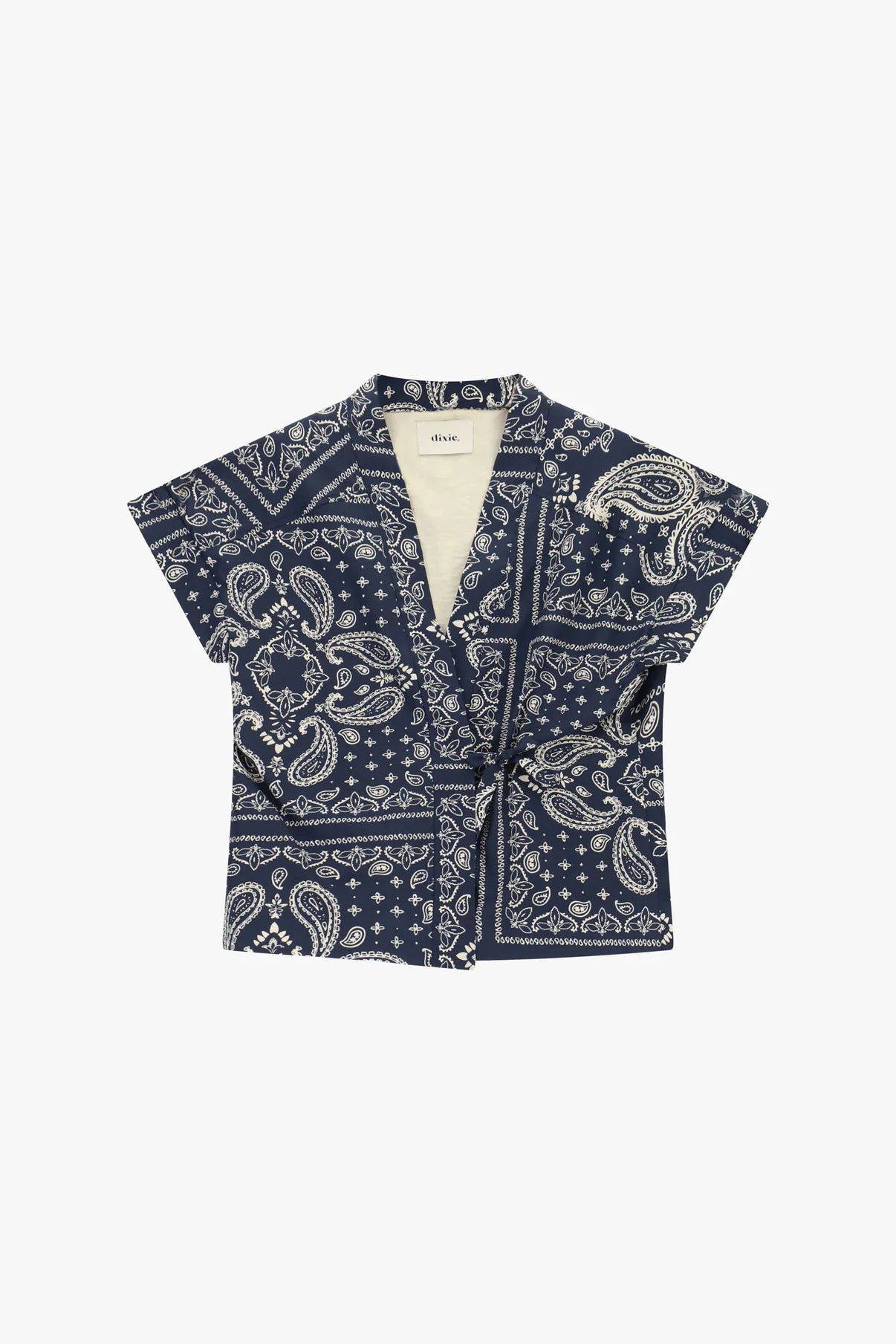 Gilet corto con fantasia paisley e cintura 100% cotone