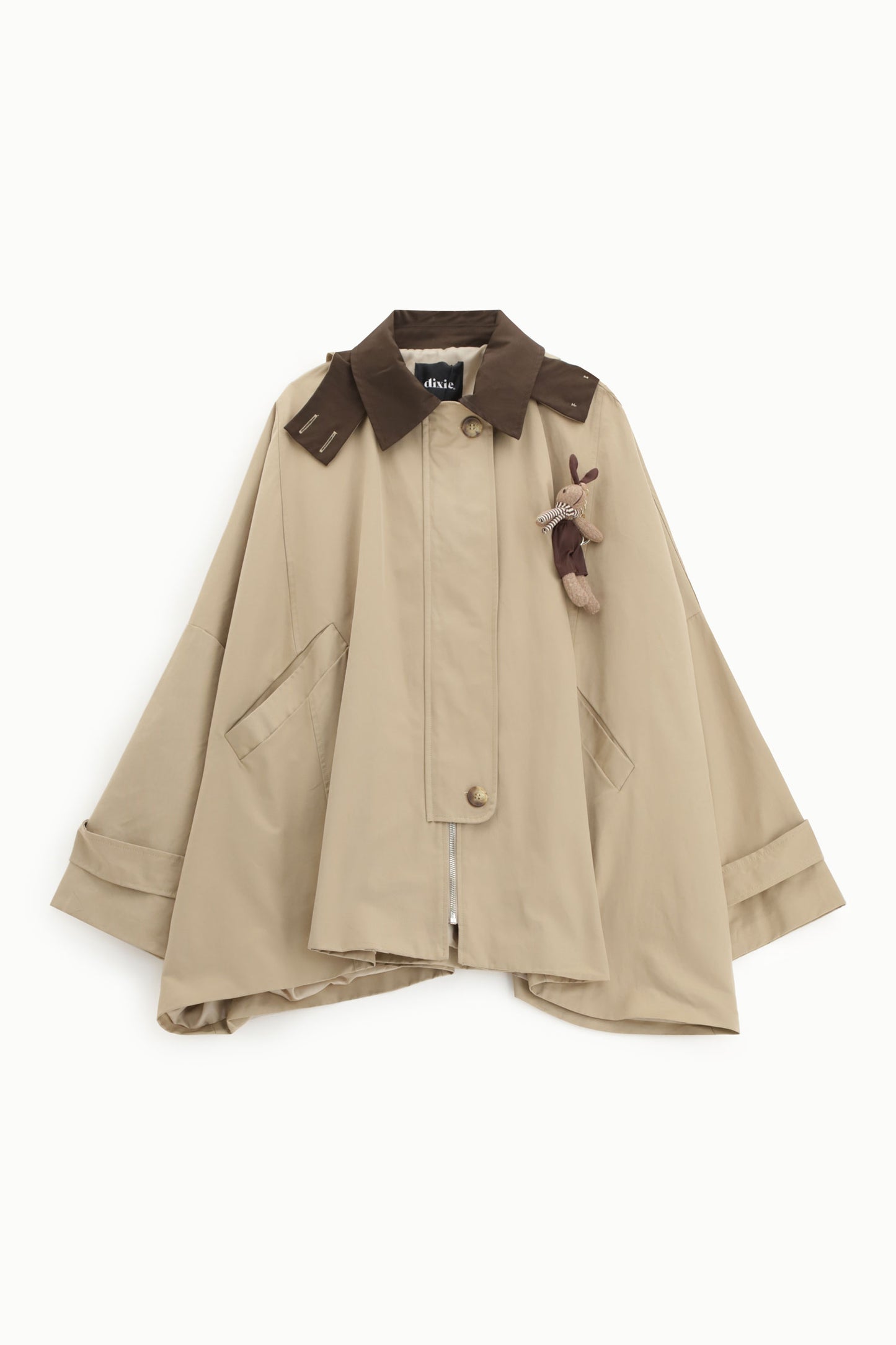 Cappotto corto oversize chiusura zip collo contrasto