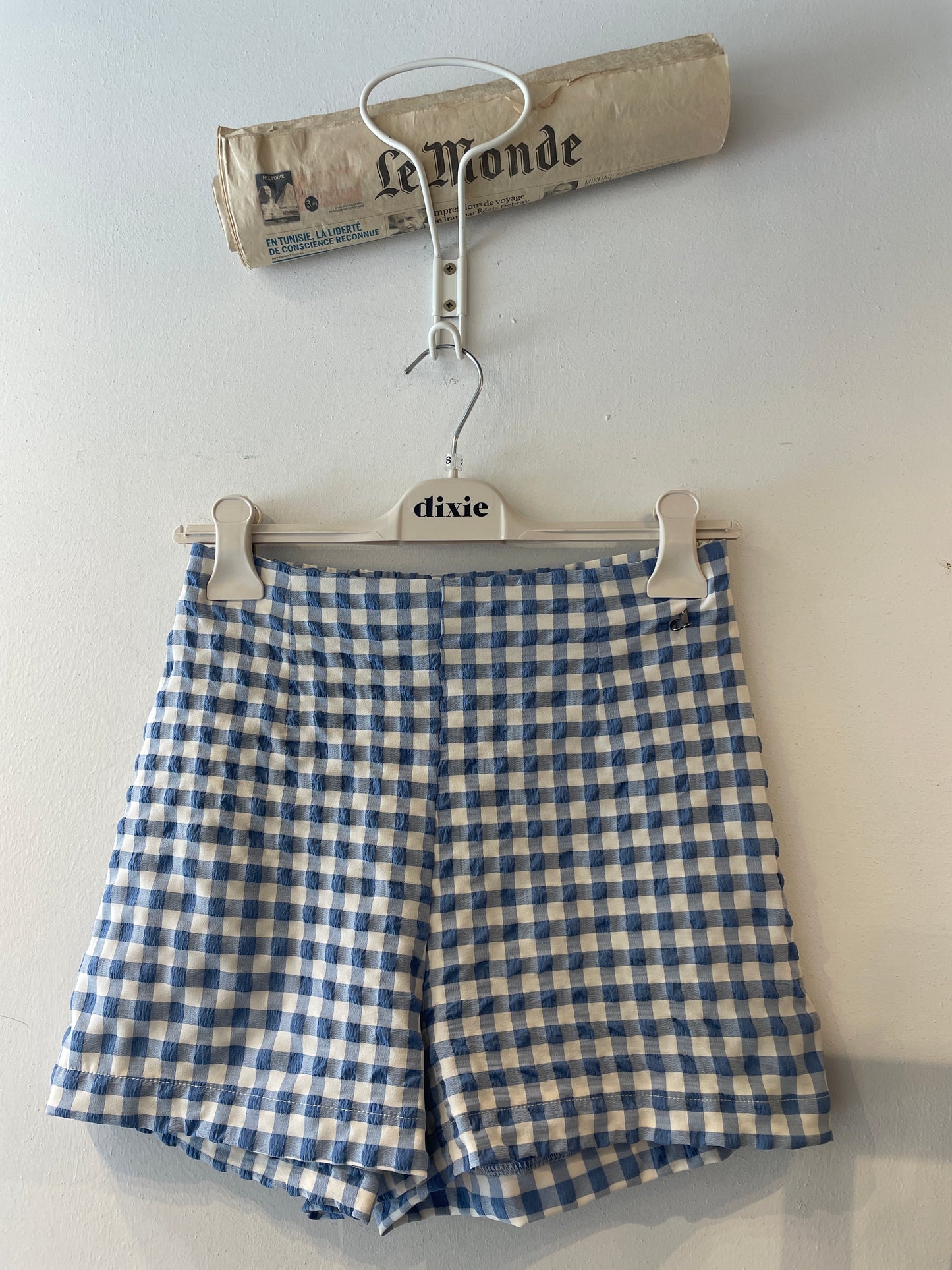 Shorts a vita alta a quadretti gingham