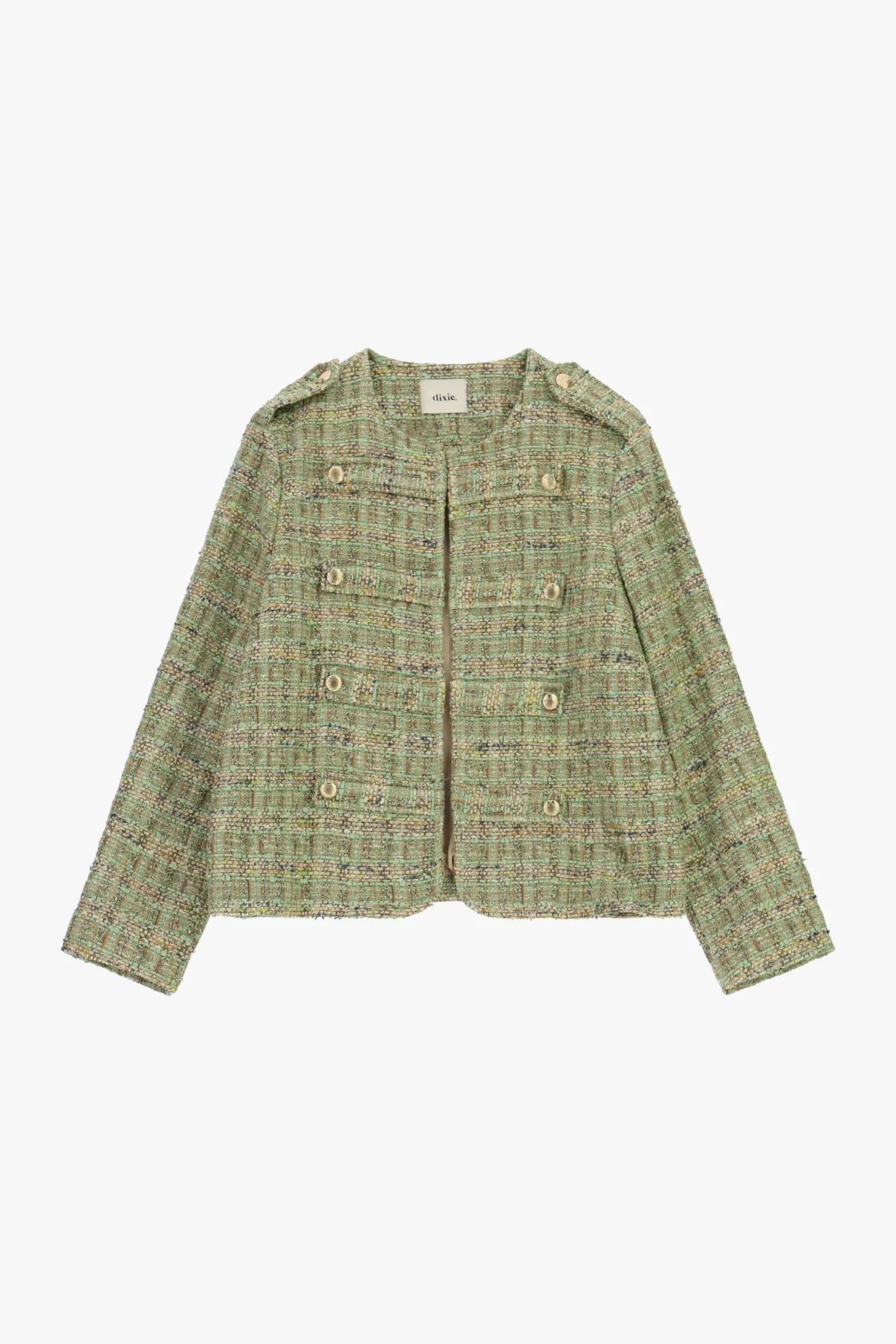 Giacca camicia con bottoni decorativi e spalle strutturate