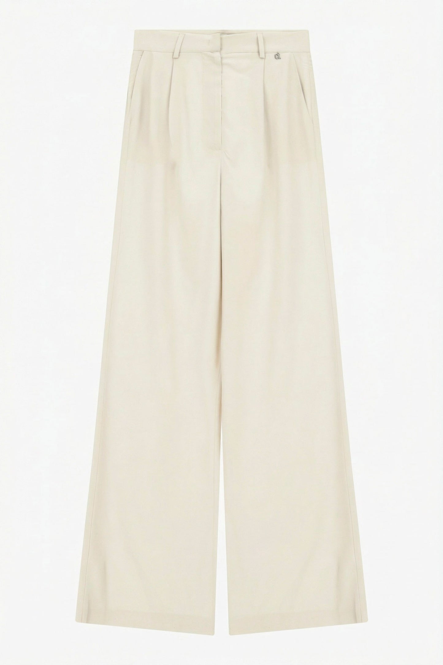 Trousers a vita alta con gamba ampia e pinces 	80%Viscosa 20%Lino