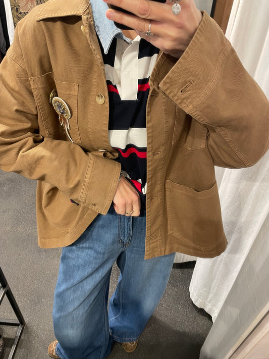 Giacca a camicia con tasche e patch