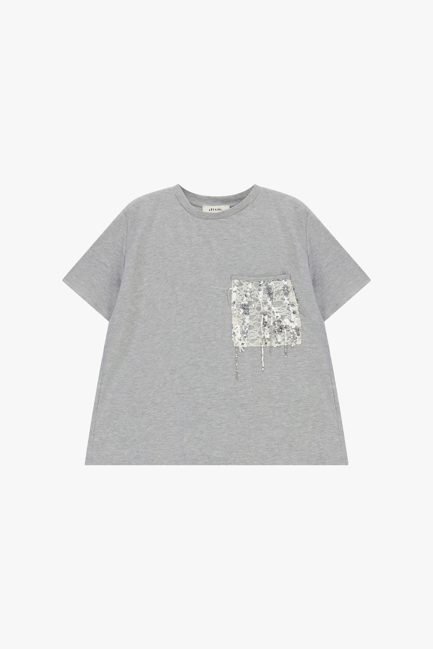 T-shirt a maniche corte con taschino e paillettes