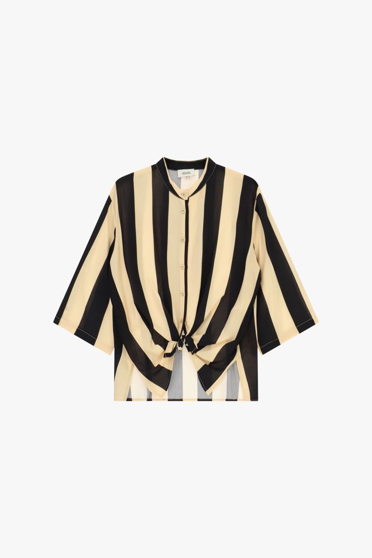 Camicia a righe con nodo frontale e maniche 3/4