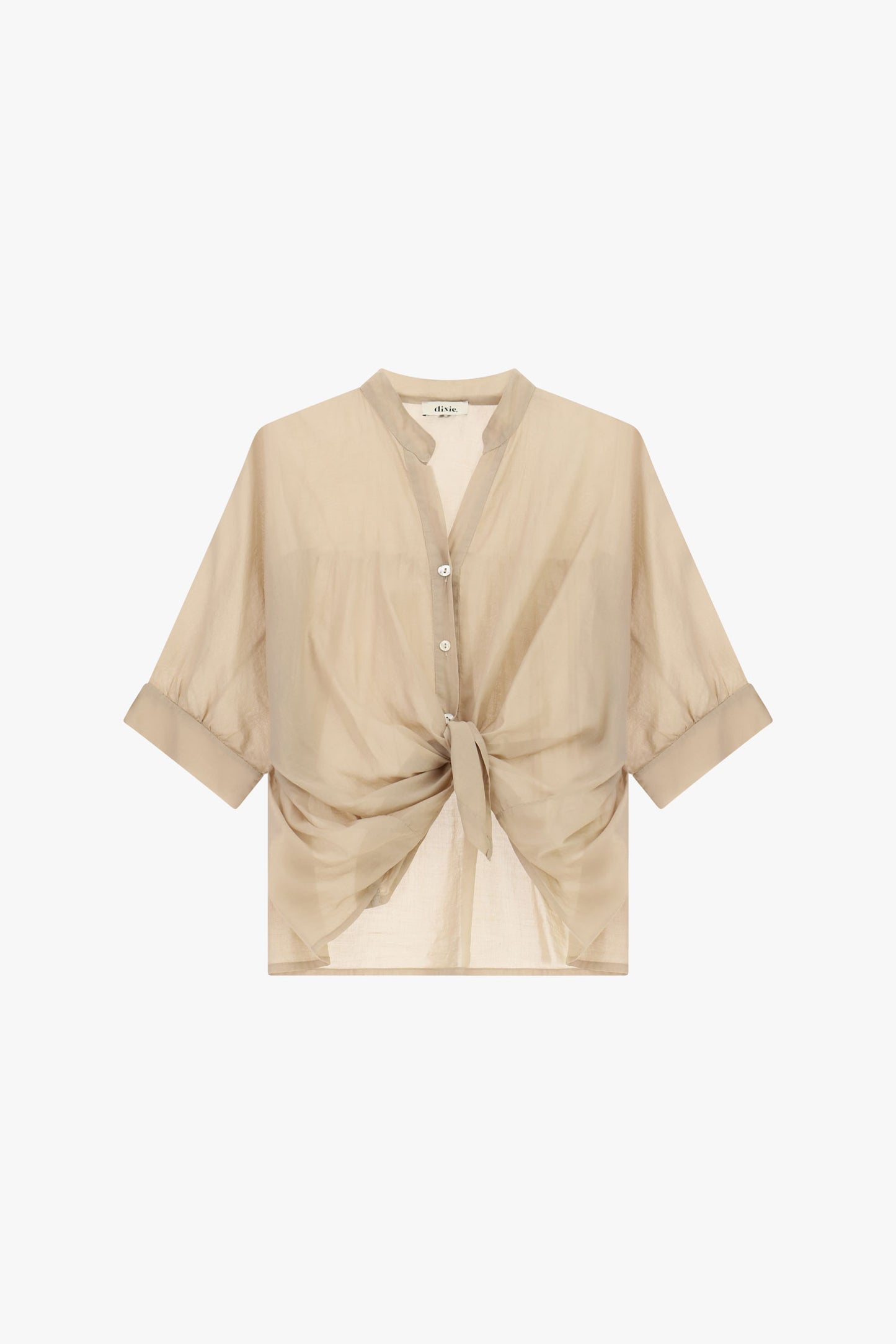 CAMICIA CORTA CON NODO FRONTALE E MANICHE AMPIE