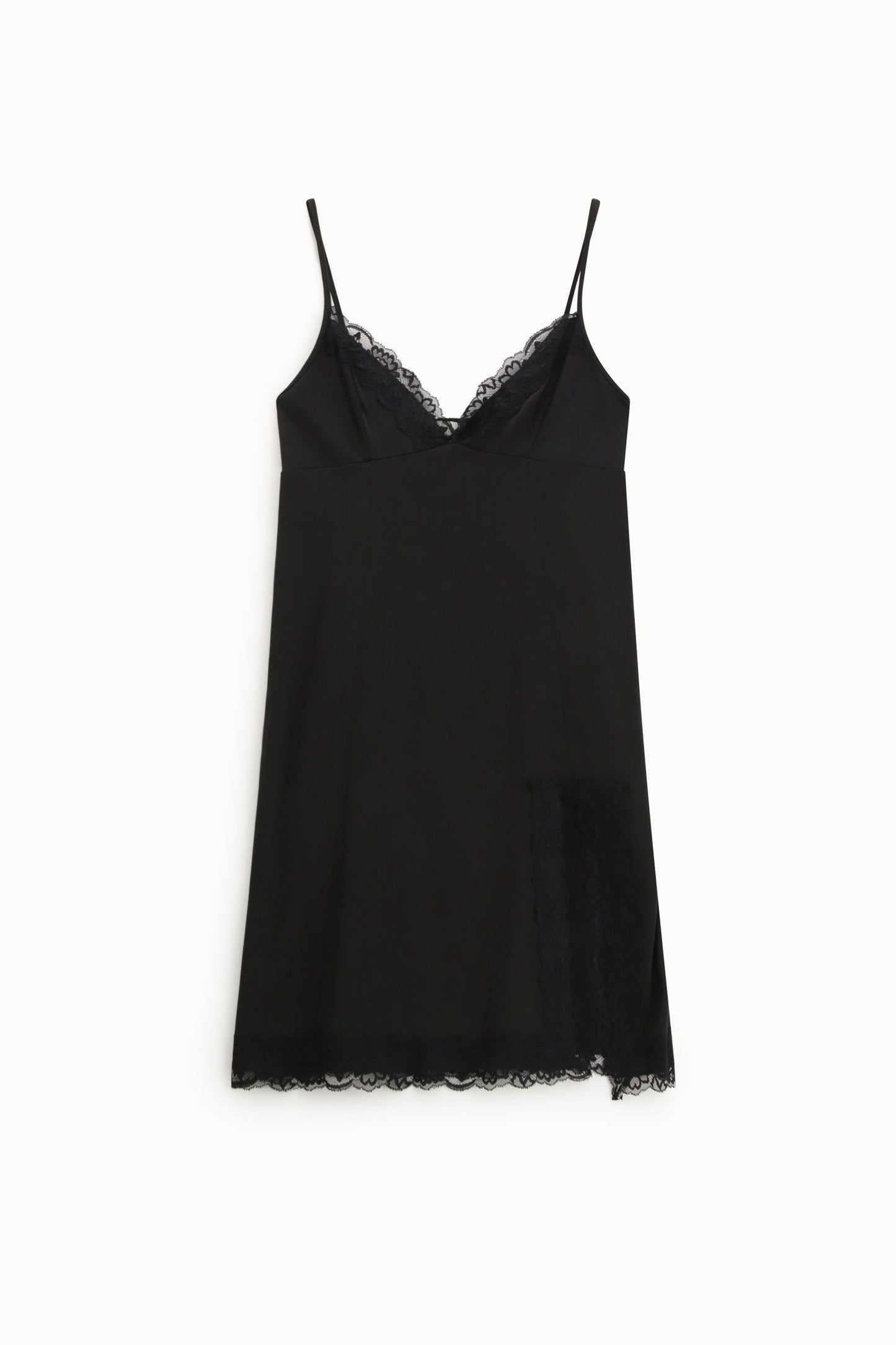 Abito con spalline e pizzo, taglio dritto