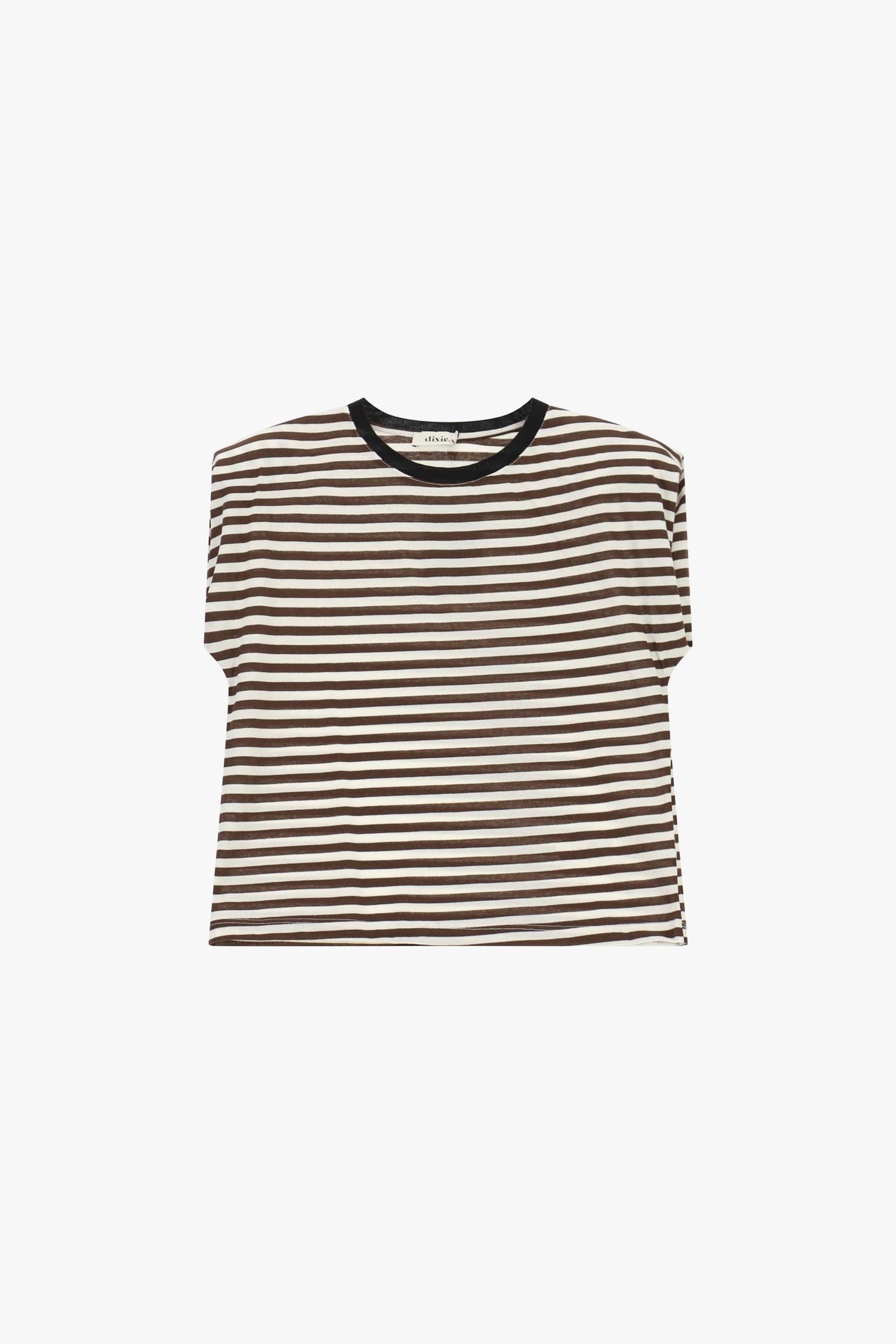 T-shirt a righe con scollo rotondo a contrasto