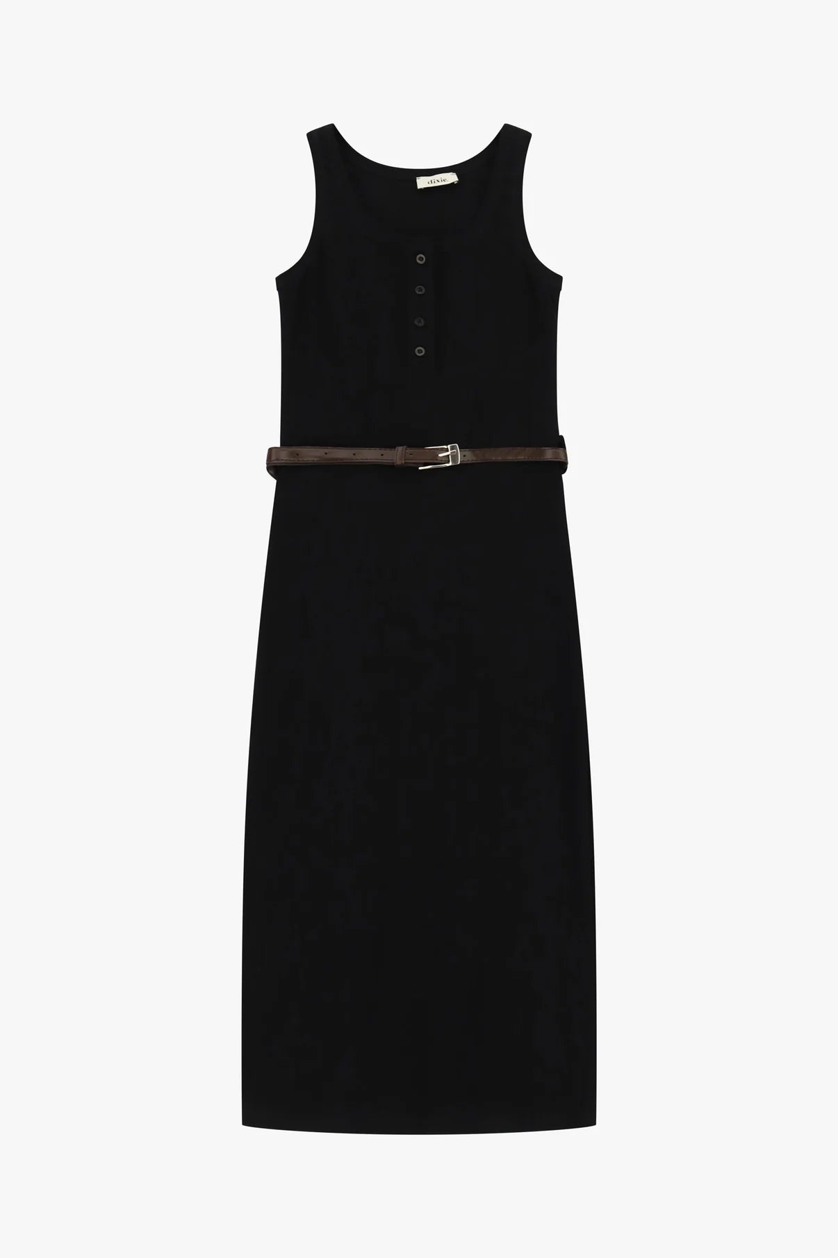 VESTITO MIDI SMANICATO CON BOTTONI E CINTURA