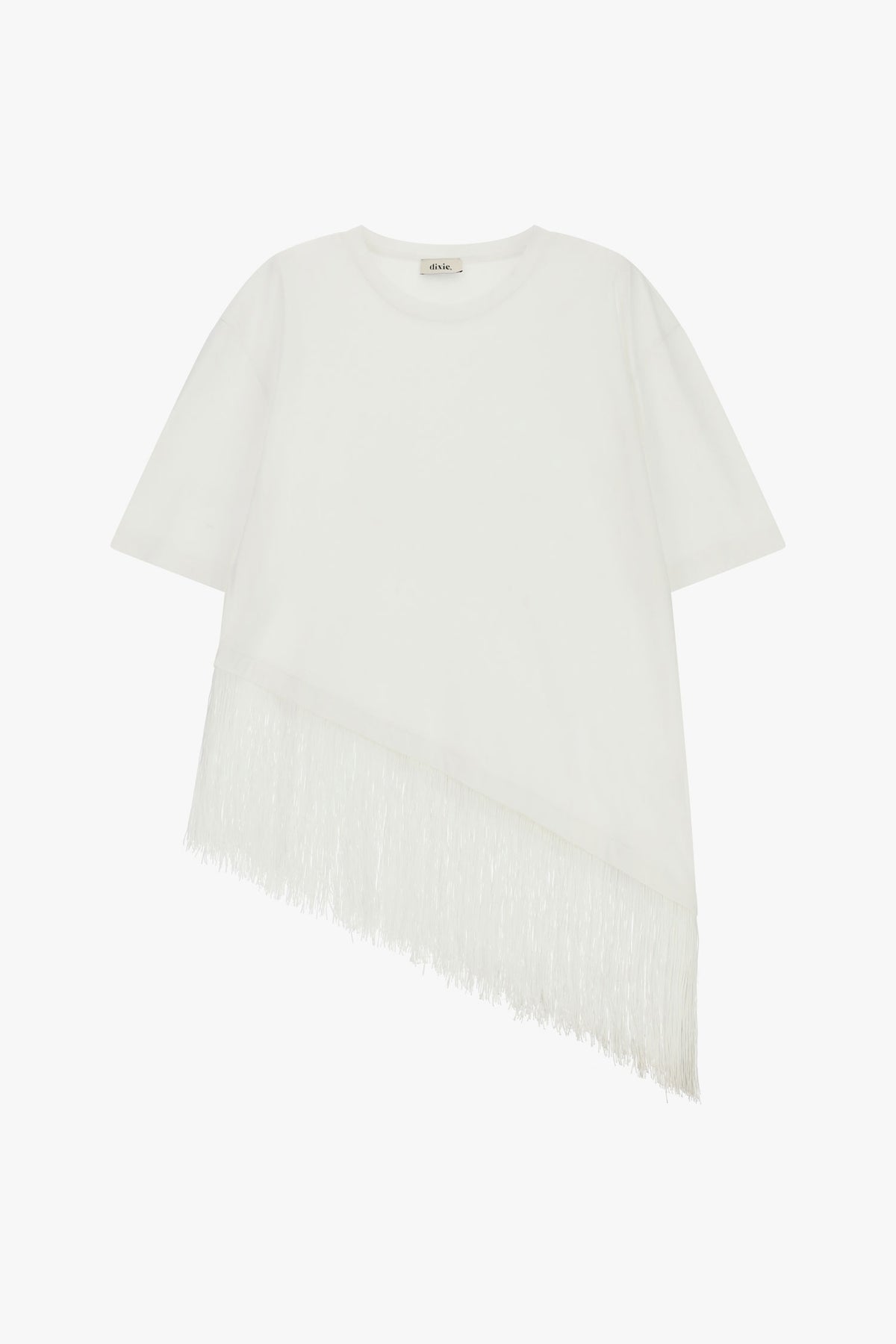 T-shirt maniche corte con frange asimmetriche