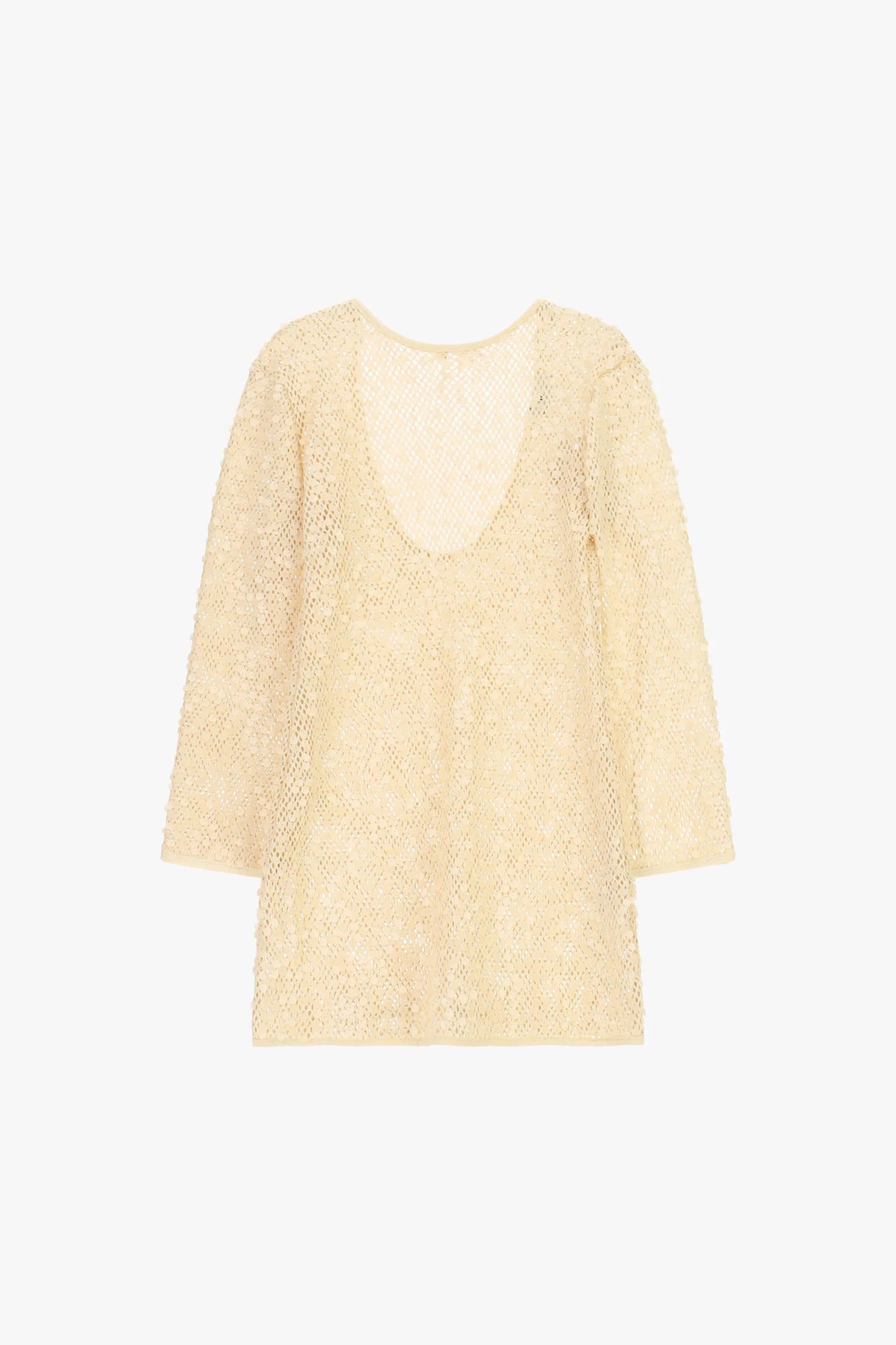 ABITO CORTO IN RETE CON PAILLETTES E MANICHE LUNGHE