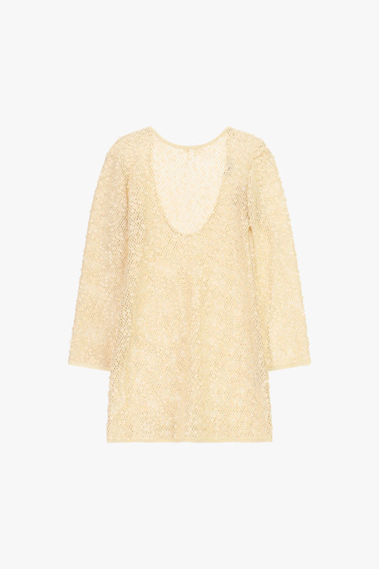 ABITO CORTO IN RETE CON PAILLETTES E MANICHE LUNGHE