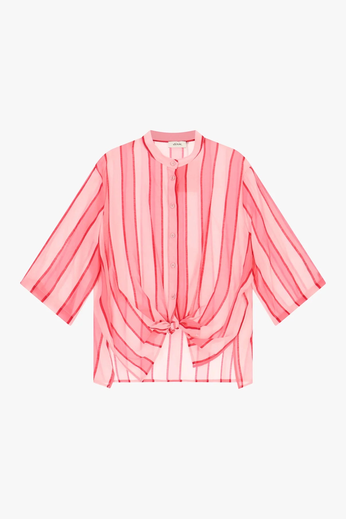 Shirt a righe con nodo frontale e maniche ampie
