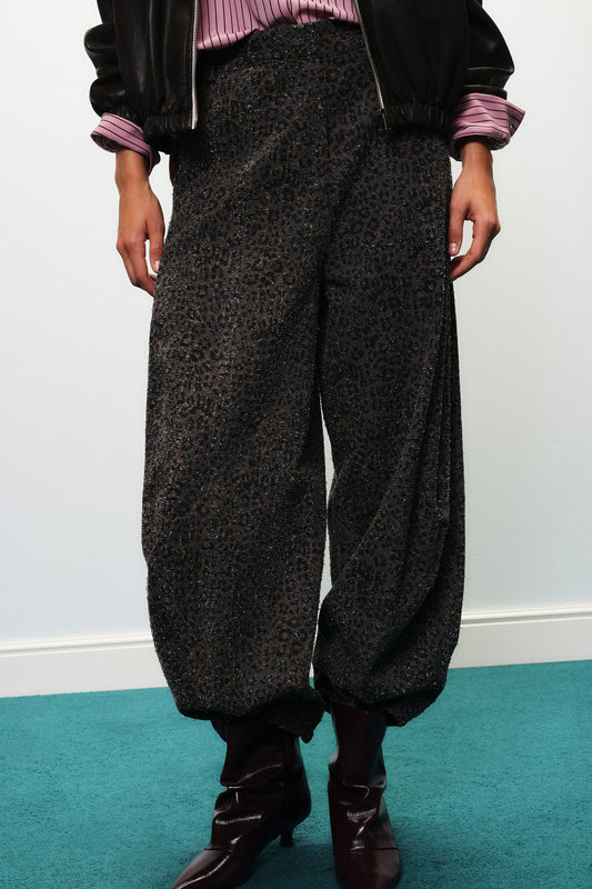 Pantaloni palazzo stampati con fondo elasticizzato