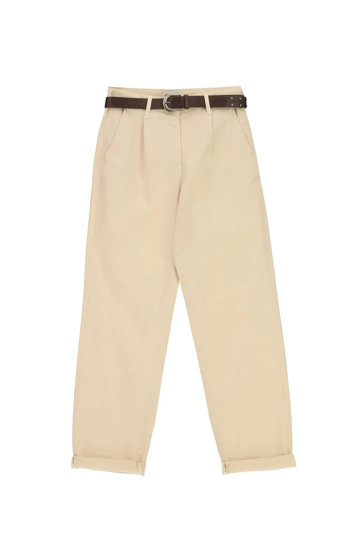 PANTALONI CHINO-FIT CON CINTURA E RISVOLTO