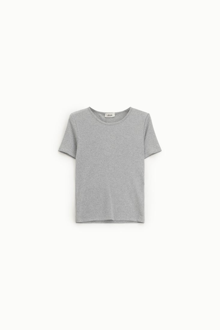 T-shirt a costine girocollo maniche corte