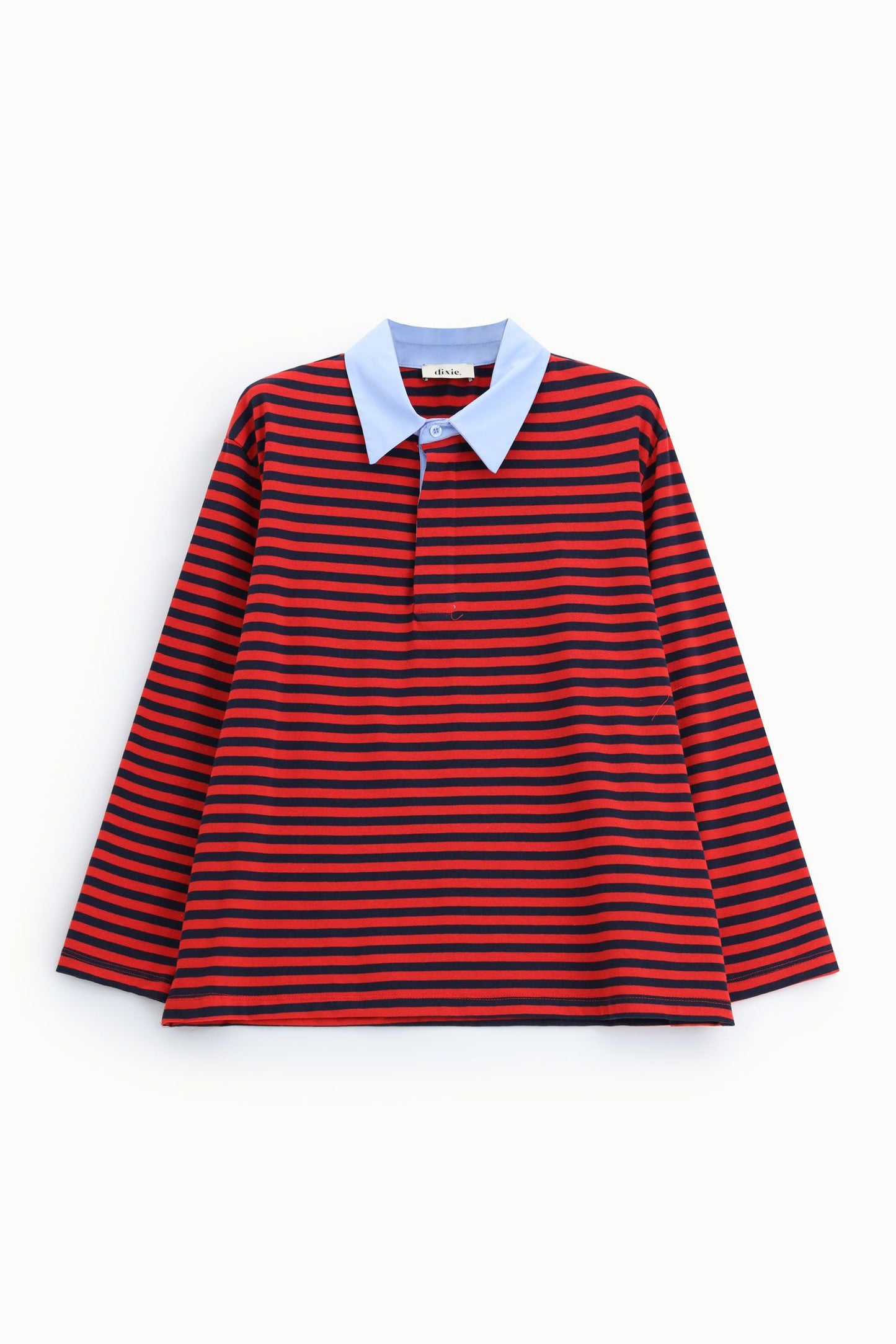T-shirt a righe con colletto classico a contrasto