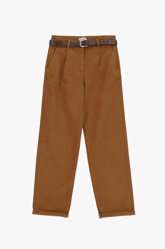 PANTALONI CHINO-FIT CON CINTURA E RISVOLTO