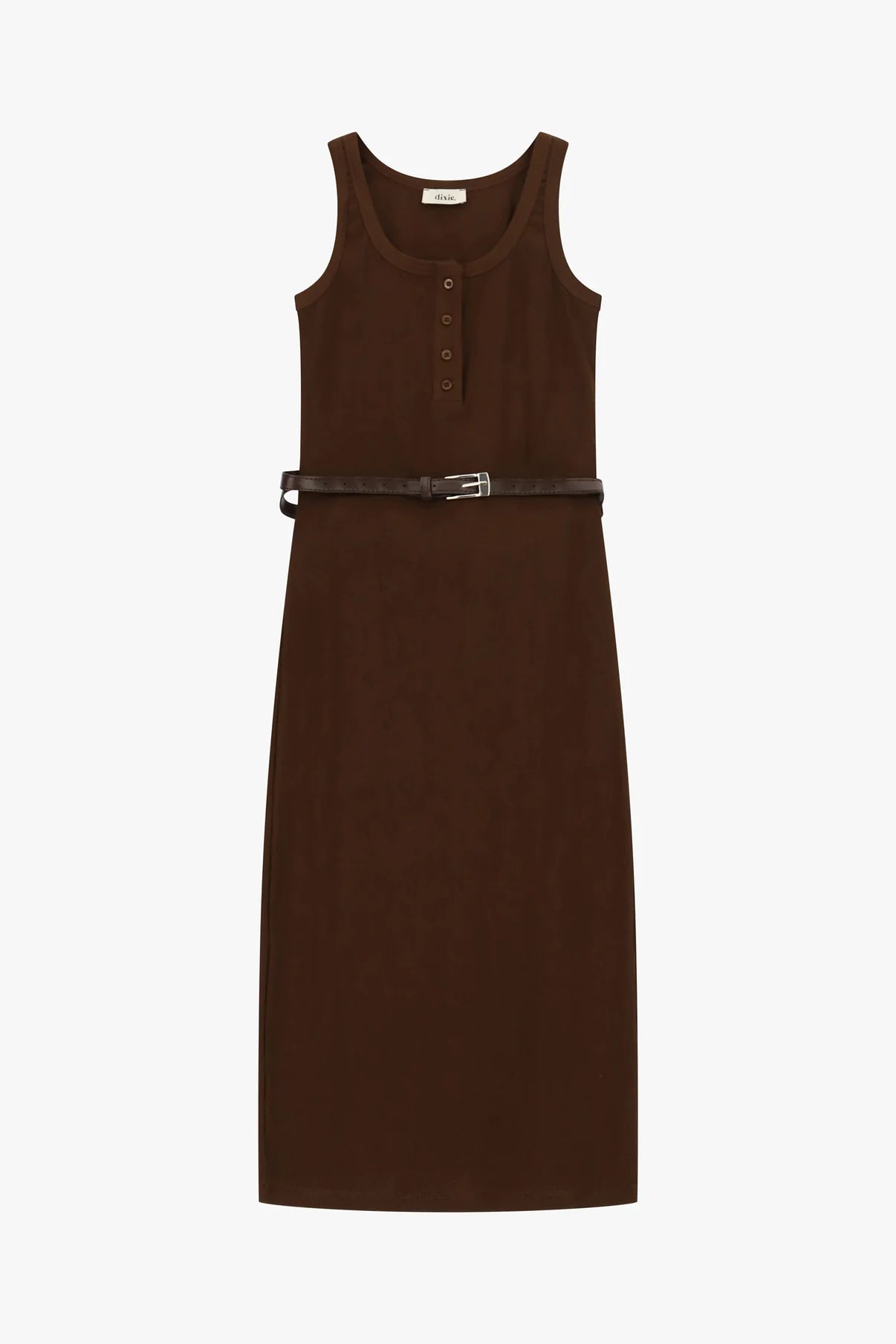VESTITO MIDI SMANICATO CON BOTTONI E CINTURA