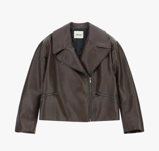 Giacca biker corta con zip e tasche