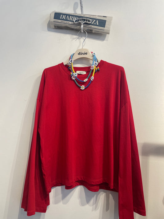 Top a maniche lunghe ampie con scollo tondo