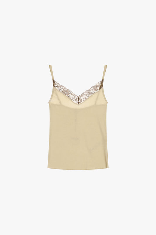 Top spalline sottili e scollo a v con pizzo