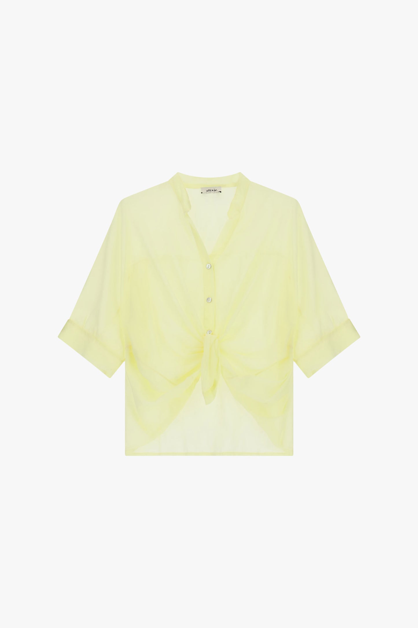 CAMICIA CORTA CON NODO FRONTALE E MANICHE AMPIE