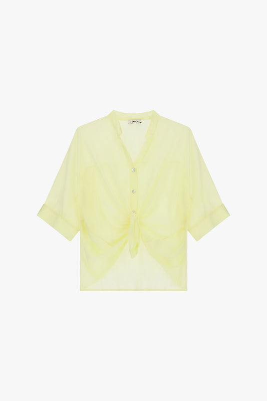 CAMICIA CORTA CON NODO FRONTALE E MANICHE AMPIE