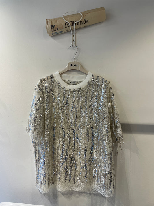 T-shirt pizzo e paillettes