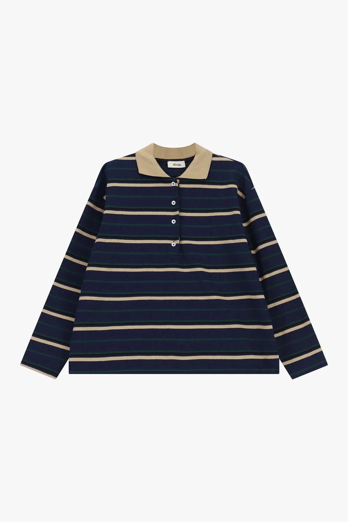 MAGLIA A RIGHE CON COLLETTO E BOTTONI FRONTALI