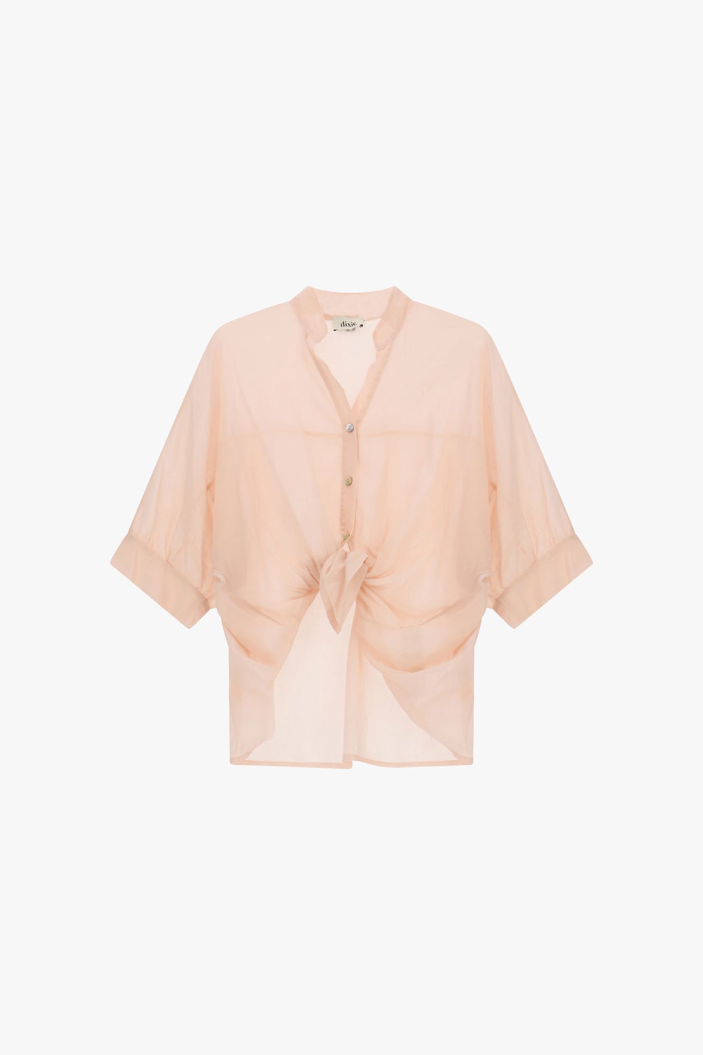 CAMICIA CORTA CON NODO FRONTALE E MANICHE AMPIE