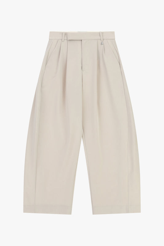 Pantaloni palazzo cropped vita alta con pinces