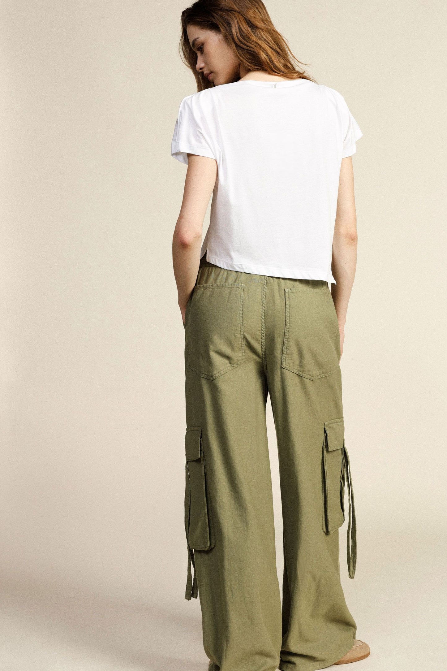 Trousers palazzo cargo tasche laterali coulisse