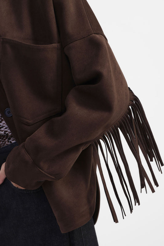 Blazer con frange e chiusura bottoni