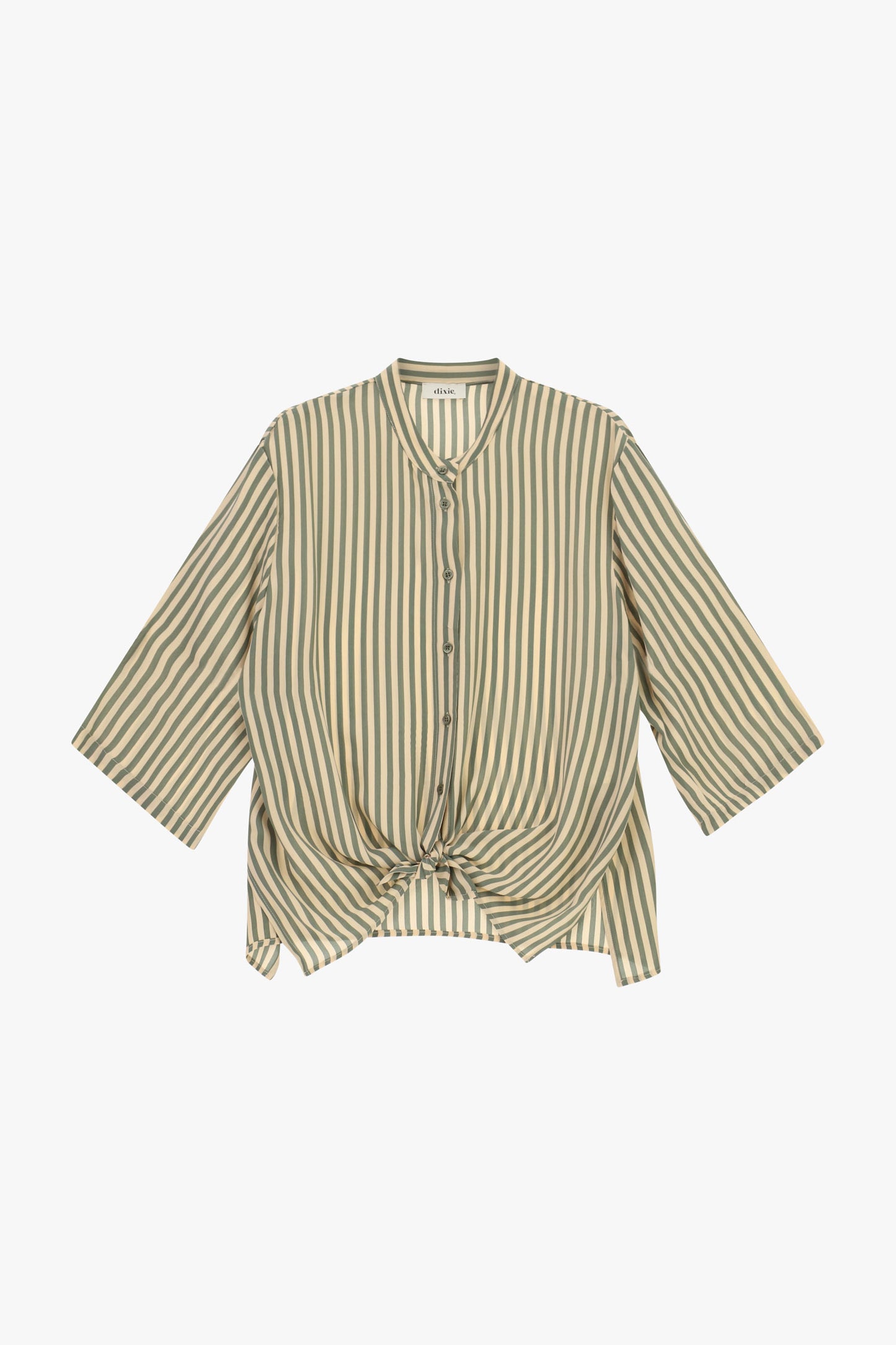 CAMICIA A RIGHE CON NODO FRONTALE E MANICHE AMPIE
