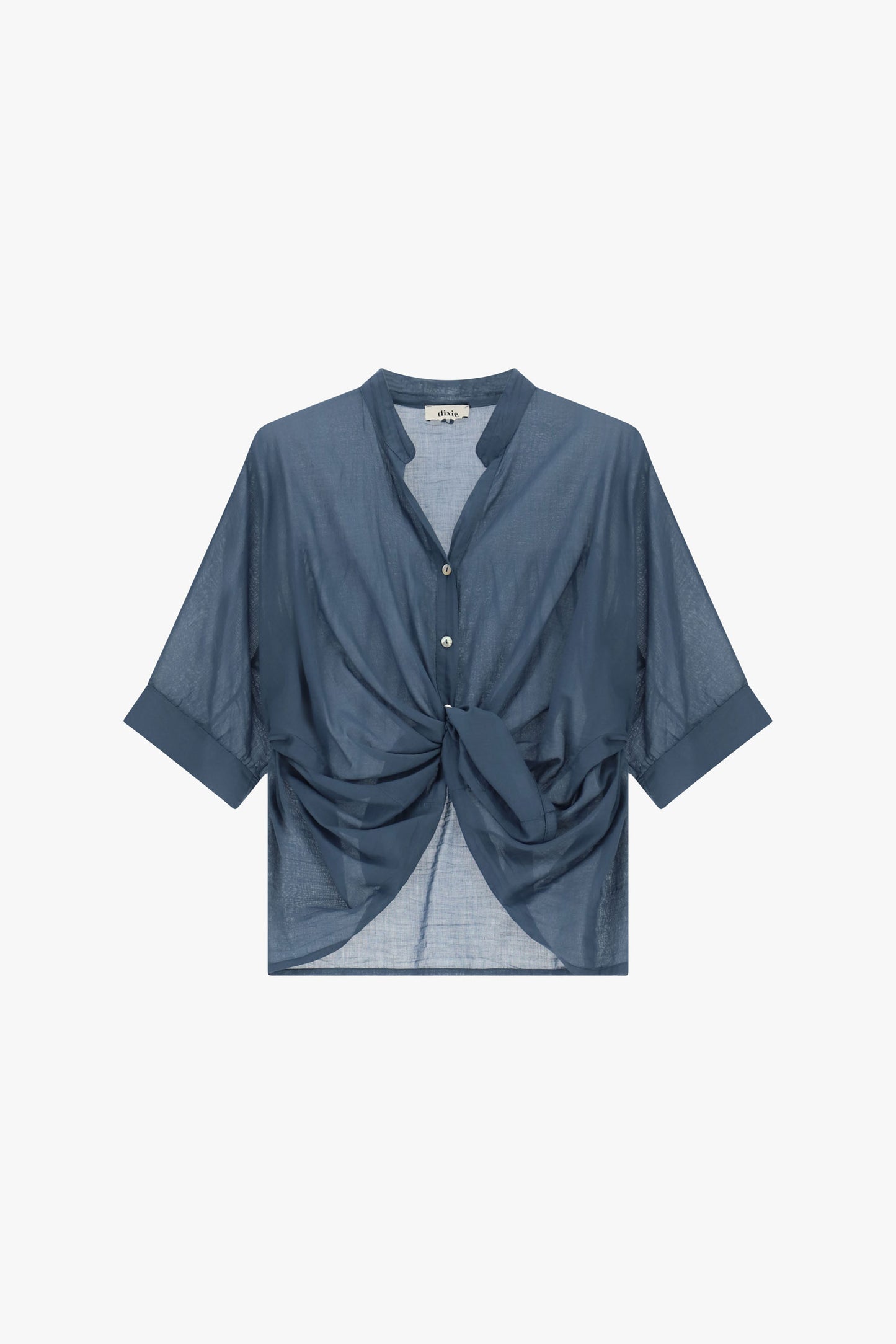 CAMICIA CORTA CON NODO FRONTALE E MANICHE AMPIE
