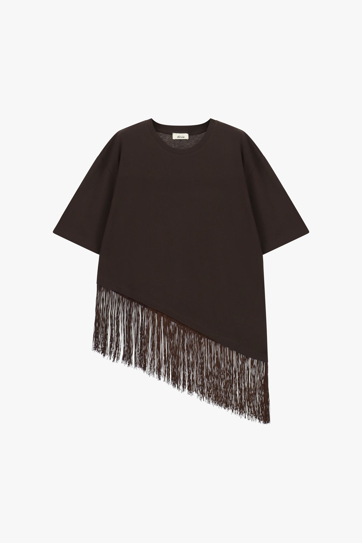 T-shirt maniche corte con frange asimmetriche