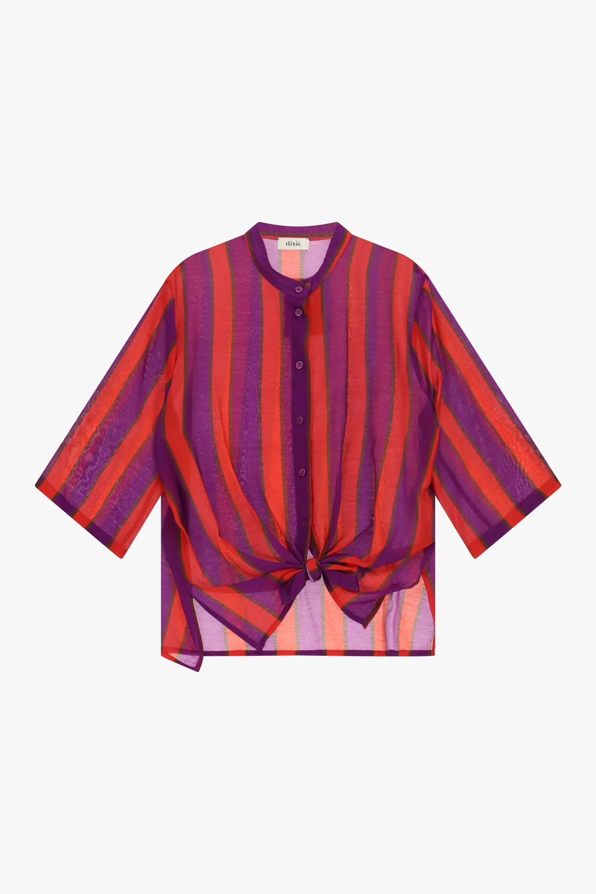 Shirt a righe con nodo frontale e maniche ampie