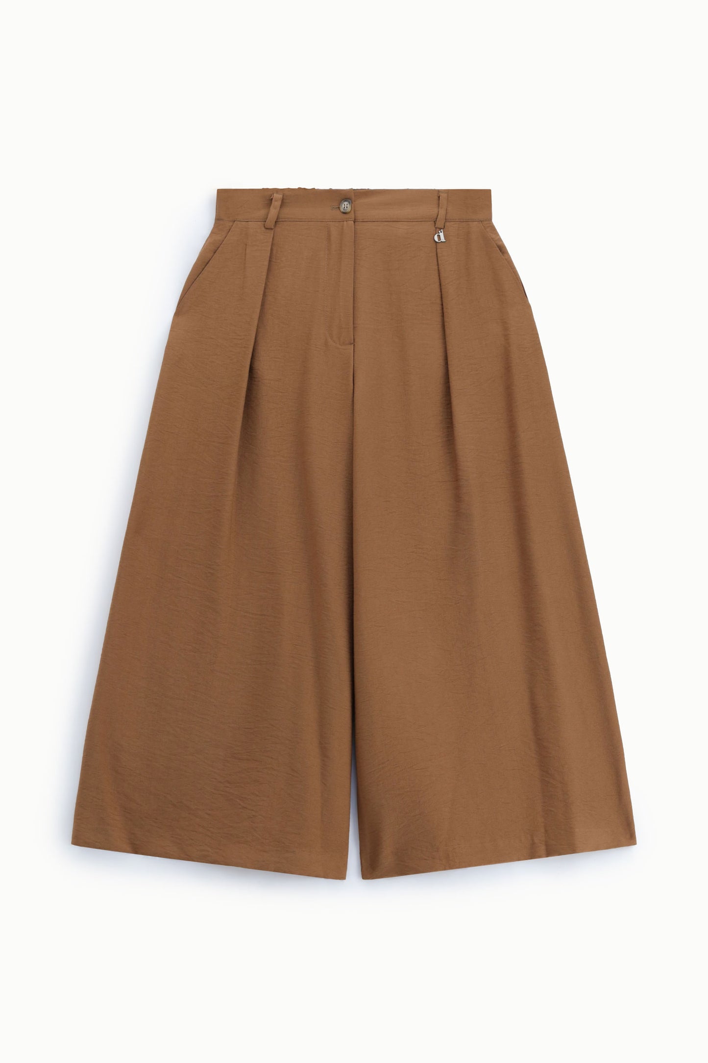 Pantaloni palazzo cropped con pinces e tasche