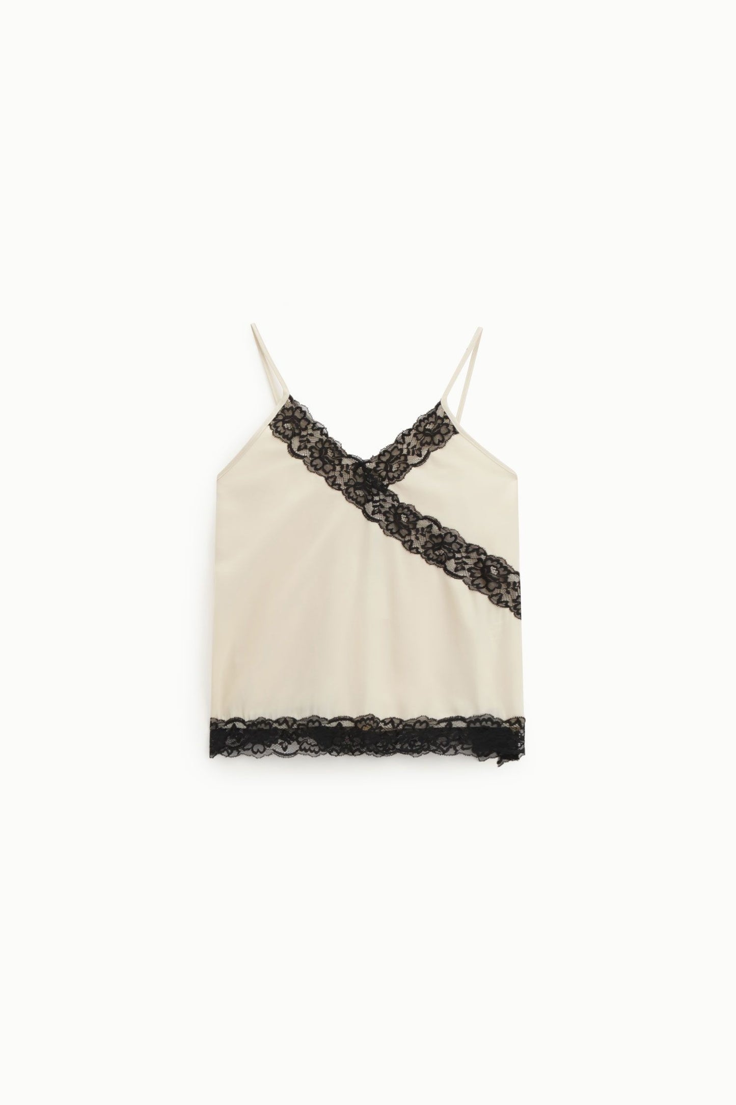 Top spalline sottili con inserti in pizzo