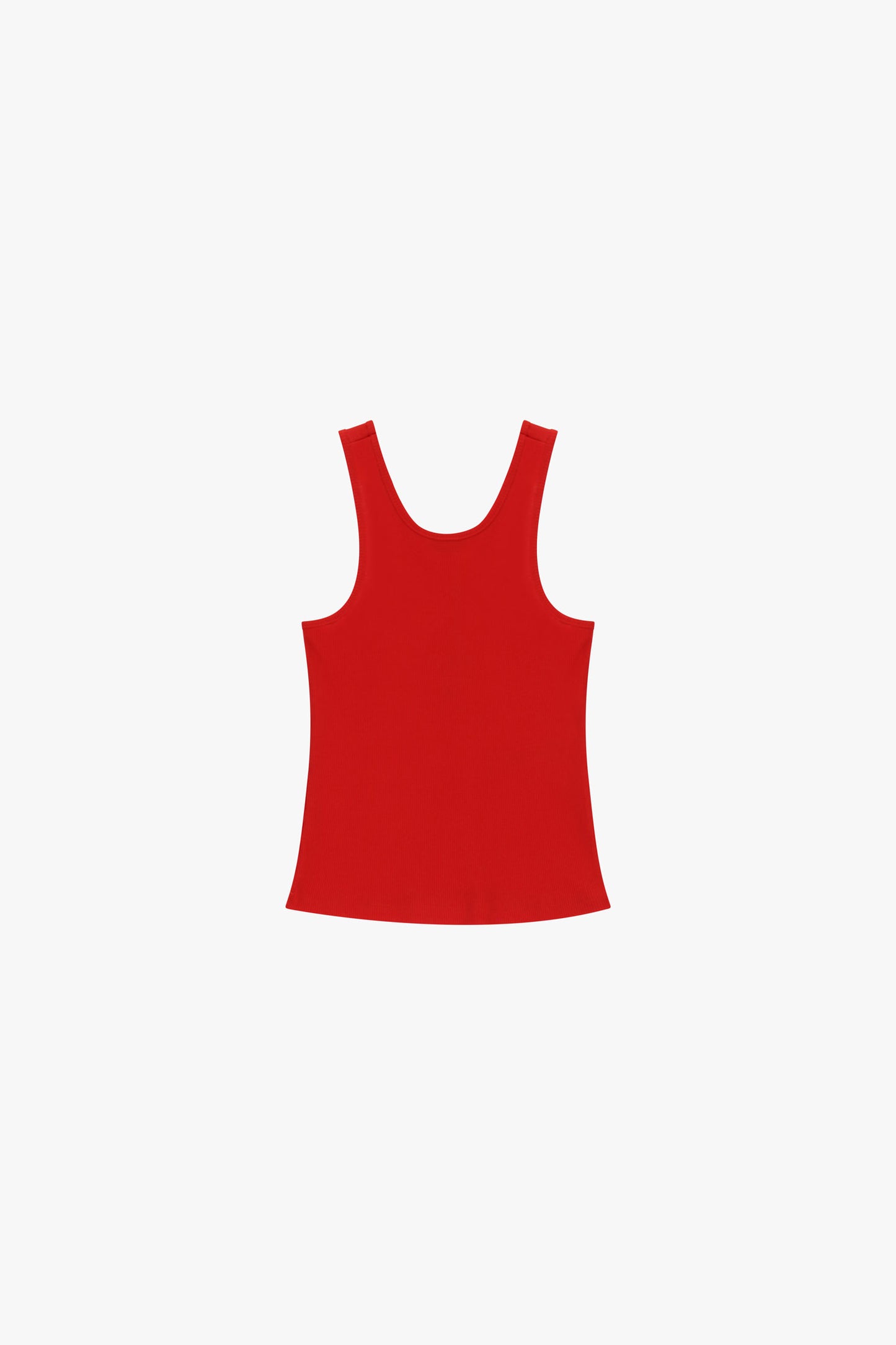 Top smanicato a costine girocollo fit aderente