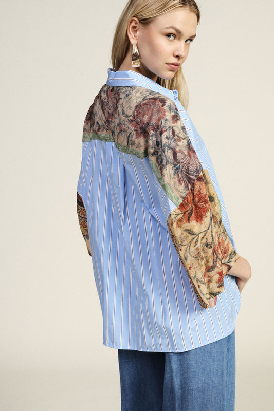 Camicia con nodo e patchwork